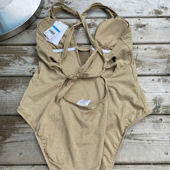 Nwt Becca gold deep-v bathing suit size XL - Picture 3 of 4